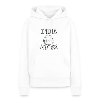 je peux pas j'ai la trisse - Sweat à capuche Premium bio Femme - blanc - Devant - Julia (174cm)