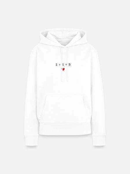 Verkündung Schwangerschaft - 1 + 1 = 3 - Frauen Premium Bio Hoodie - Weiß