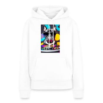 cute black french bulldog mixing on a dj pult - Frauen Premium Bio Hoodie - Weiß - Vorne - Julia (174cm)