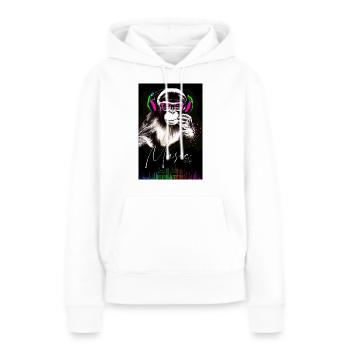 POSTER Singe Music - Sweat à capuche Premium bio Femme - blanc - Devant - Julia (174cm)