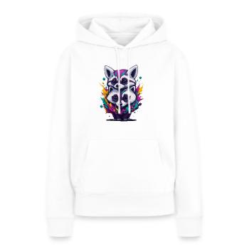 Racoton laveur 3 - Sweat à capuche Premium bio Femme - blanc - Devant - Julia (174cm)