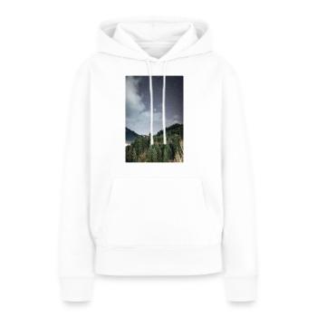 Orion-Konstellation, die sich über die Berge erhebt - Frauen Premium Bio Hoodie - Weiß - Vorne - Julia (174cm)