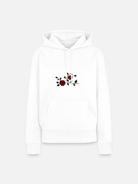 Rosenzweig mit Blüten - Frauen Premium Bio Hoodie - Weiß