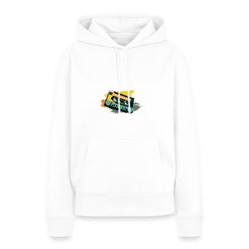 Cassette - Sweat à capuche Premium bio Femme - blanc - Devant - Julia (174cm)