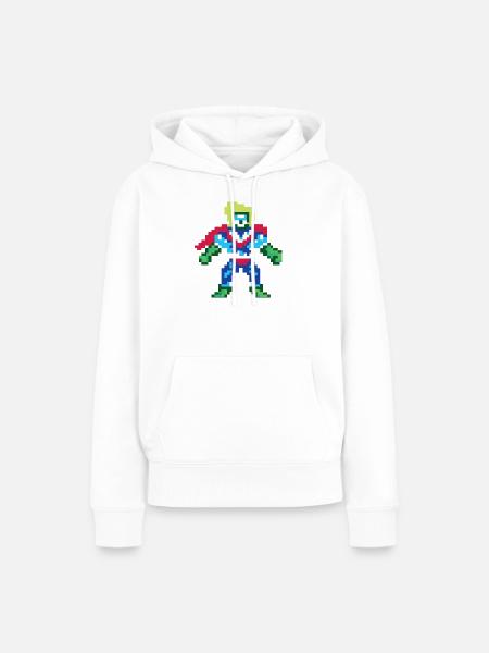 Pixel Art Superheld – Männlicher Held - Frauen Premium Bio Hoodie - Weiß