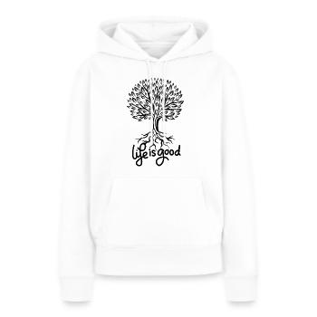 Das Leben ist ein guter Baum - Frauen Premium Bio Hoodie - Weiß - Vorne - Julia (174cm)