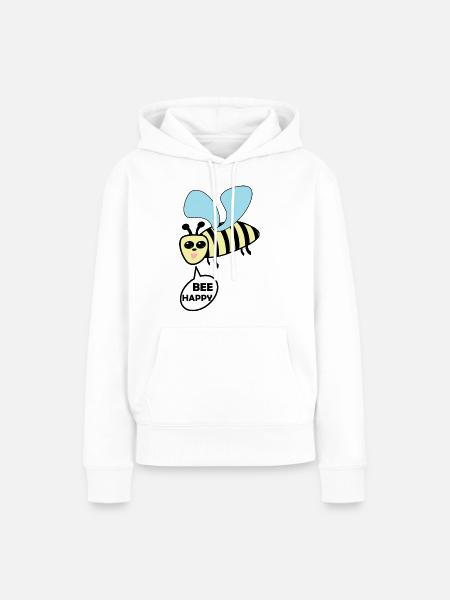 Bee Happy Biene - Fun - Frauen Premium Bio Hoodie - Weiß