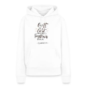 Gott ist Licht - Frauen Premium Bio Hoodie - Weiß - Vorne - Julia (174cm)