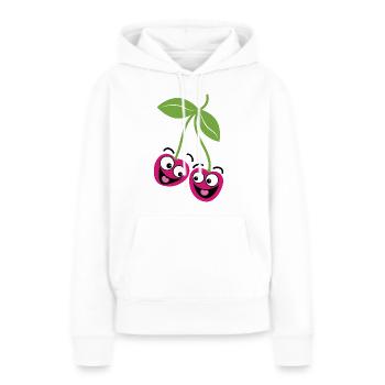 Cerises heureuses - Sweat à capuche Premium bio Femme - blanc - Devant - Julia (174cm)
