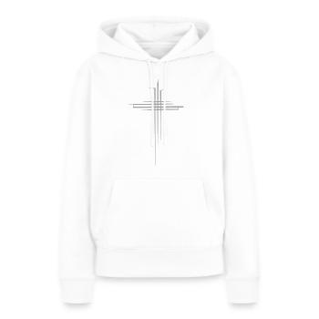 Croix grise - Sweat à capuche Premium bio Femme - blanc - Devant - Julia (174cm)