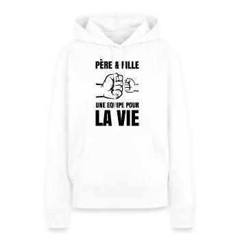 Vater und Tochter, ein Team fürs Leben - Frauen Premium Bio Hoodie - Weiß - Vorne - Julia (174cm)