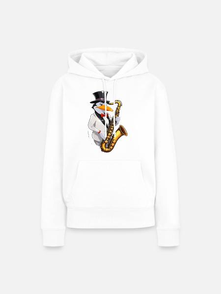 Jazzy Pinguin - Frauen Premium Bio Hoodie - Weiß