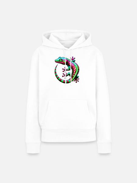 Gecko - Frauen Premium Bio Hoodie - Weiß