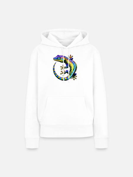 Gecko - Frauen Premium Bio Hoodie - Weiß
