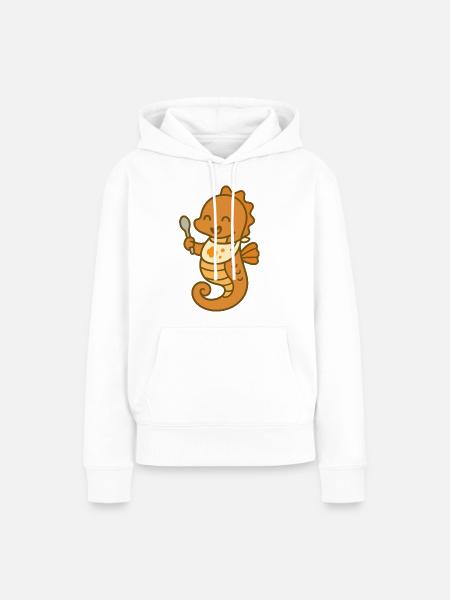 Snackspaß mit Seepferdchen - Frauen Premium Bio Hoodie - Weiß