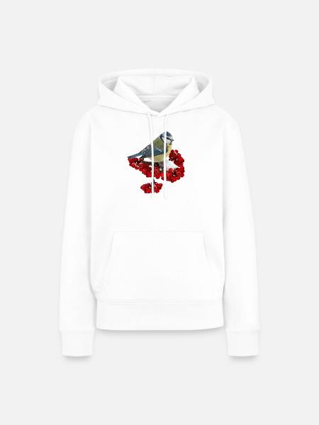 Vogel Kohlmeise - Frauen Premium Bio Hoodie - Weiß