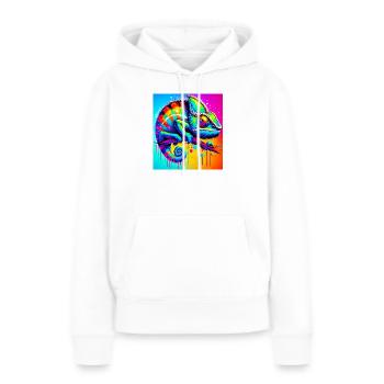 caméléon - Sweat à capuche Premium bio Femme - blanc - Devant - Julia (174cm)