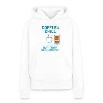 Recharge de la batterie café et froid - Sweat à capuche Premium bio Femme - blanc - Devant - Julia (174cm)