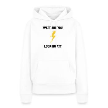 Watt Regardez-vous la conception du boulon - Sweat à capuche Premium bio Femme - blanc - Devant - Julia (174cm)