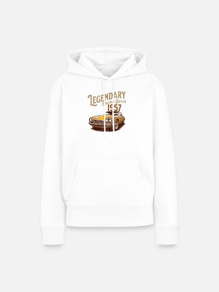 Legendäres 1957 Auto Retro Design - Frauen Premium Bio Hoodie - Weiß