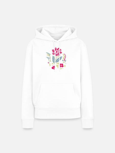 Blumenornament mit Blättern - Frauen Premium Bio Hoodie - Weiß