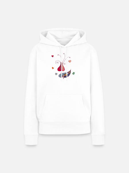 Herz Blume - Frauen Premium Bio Hoodie - Weiß