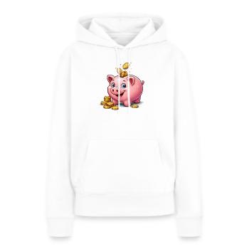 Sparschwein Glücksgold - Frauen Premium Bio Hoodie - Weiß - Vorne - Julia (174cm)