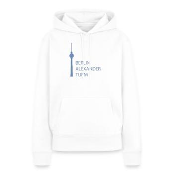 Lustiger Berlin Fernsehturm Parodie Minimal  - Frauen Premium Bio Hoodie - Weiß - Vorne - Julia (174cm)