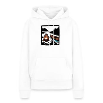 Icône de la forêt de canoë au feu de camp - Sweat à capuche Premium bio Femme - blanc - Devant - Julia (174cm)
