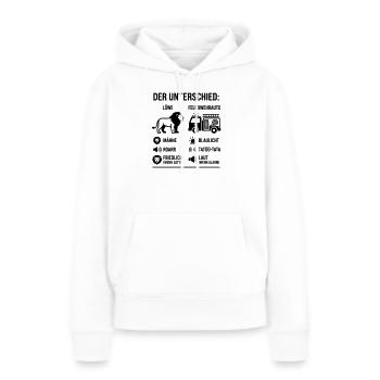 Löwe oder Feuerwehr? Lustiges Vergleichs-Motiv  - Frauen Premium Bio Hoodie - Weiß - Vorne - Julia (174cm)