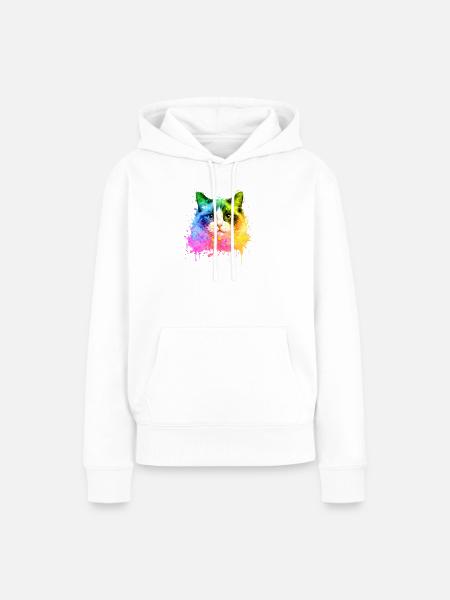 Ragdoll Katze Aquarell Illustration - Frauen Premium Bio Hoodie - Weiß