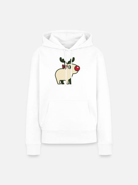 Rentier Rote Nase Icon - Frauen Premium Bio Hoodie - Weiß