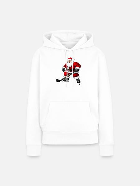 Dicker Eishockey Weihnachtsmann - Frauen Premium Bio Hoodie - Weiß