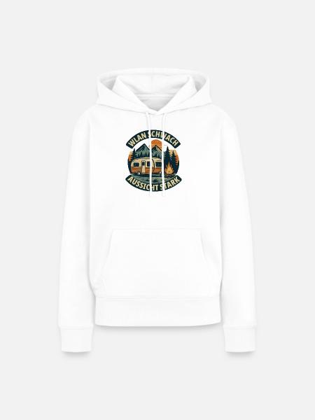 WLAN Schwach – Aussicht Stark Camping - Frauen Premium Bio Hoodie - Weiß