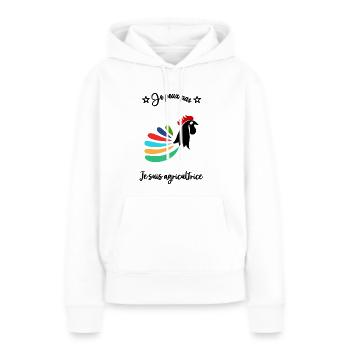 BAUER. BAUER. LANDWIRTSCHAFT. FIRMA - Frauen Premium Bio Hoodie - Weiß - Vorne - Julia (174cm)