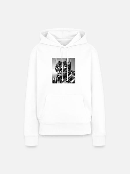 Katze im Raumanzug - Frauen Premium Bio Hoodie - Weiß