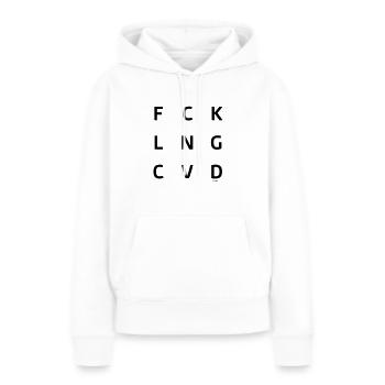 F*ck Long Covid - Sweat à capuche Premium bio Femme - blanc - Devant - Julia (174cm)