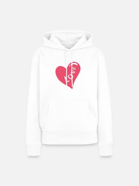 Rosa Herz - Frauen Premium Bio Hoodie - Weiß