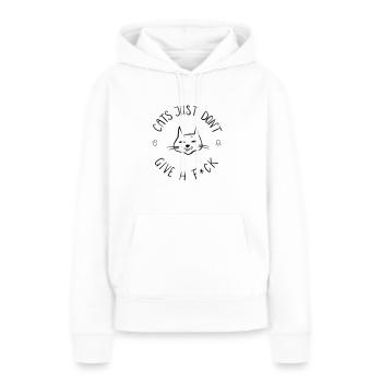 Les chats n’en ont rien à * - Sweat à capuche Premium bio Femme - blanc - Devant - Julia (174cm)