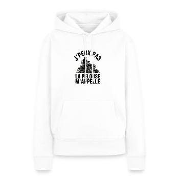 J’Peux Pas, La Pelouse M’Appelle - Sweat à capuche Premium bio Femme - blanc - Devant - Julia (174cm)