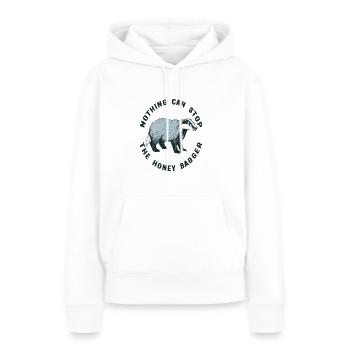 j'aime le blaireau j'aime le blaireau blaireau blaireau forêt - Sweat à capuche Premium bio Femme - blanc - Devant - Julia (174cm)