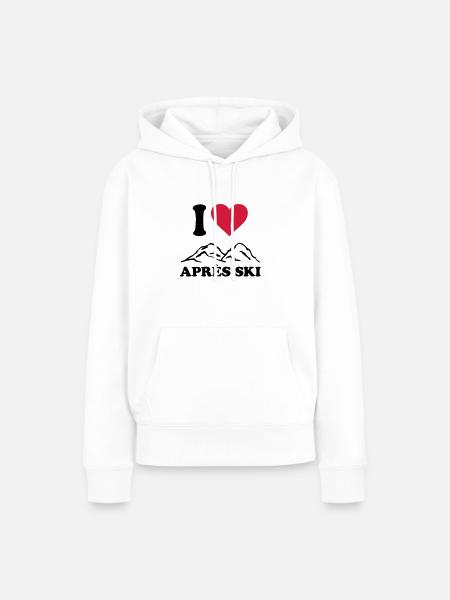 I love Apres Ski Berg Après-Ski Hüttengaudi Team - Dame Premium hoodie, økologisk bomuld - hvid