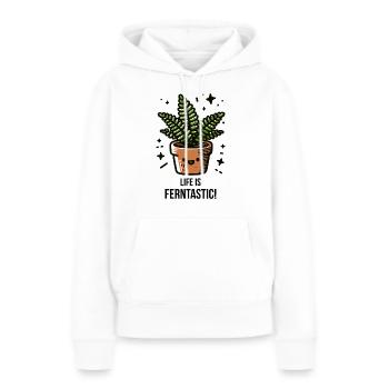 La vie est féroce - Sweat à capuche Premium bio Femme - blanc - Devant - Julia (174cm)