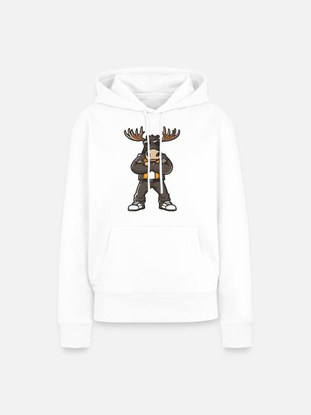 Elch Comic - Frauen Premium Bio Hoodie - Weiß