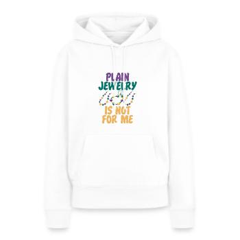 Des bijoux simples pas pour moi - Sweat à capuche Premium bio Femme - blanc - Devant - Julia (174cm)