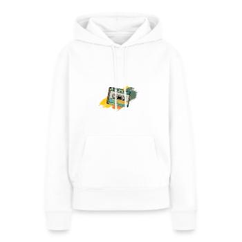 Cassette - Sweat à capuche Premium bio Femme - blanc - Devant - Julia (174cm)