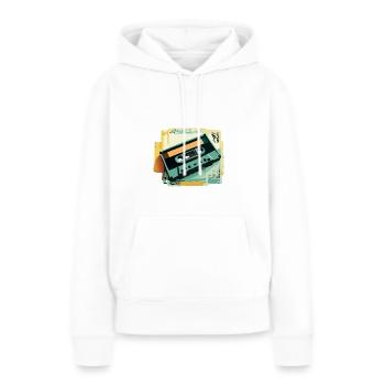 Cassette - Sweat à capuche Premium bio Femme - blanc - Devant - Julia (174cm)