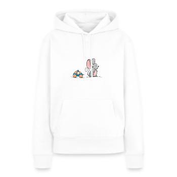 Maus mit Holz Auto als Spielzeug - Frauen Premium Bio Hoodie - Weiß - Vorne - Julia (174cm)