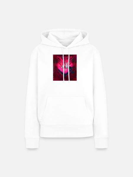 Neon Herz im Dunkelrot - Frauen Premium Bio Hoodie - Weiß