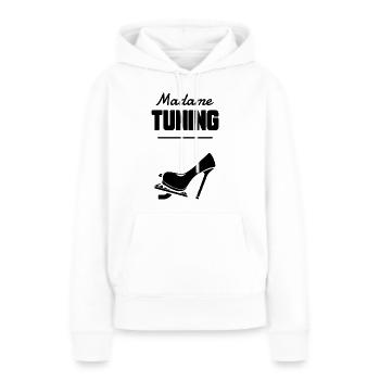 Madame tuning - Sweat à capuche Premium bio Femme - blanc - Devant - Julia (174cm)